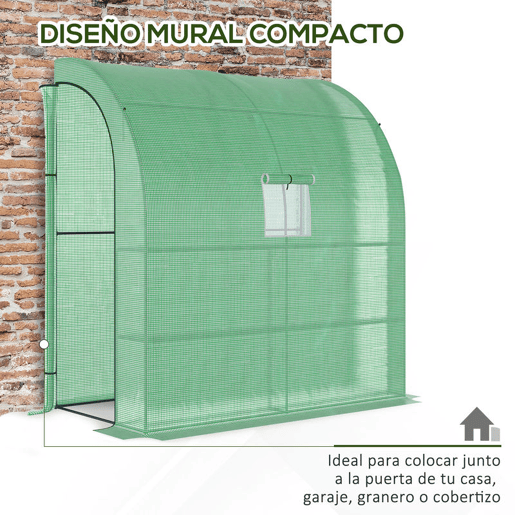 Outsunny Estufa Pequena Estufa de Exterior com Janelas Prateleiras de 3 Níveis e Estrutura de Aço Estufa para Cultivo de Plantas Flores 200x100x215 cm Verde