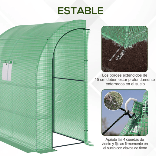 Outsunny Estufa Pequena Estufa de Exterior com Janelas Prateleiras de 3 Níveis e Estrutura de Aço Estufa para Cultivo de Plantas Flores 200x100x215 cm Verde
