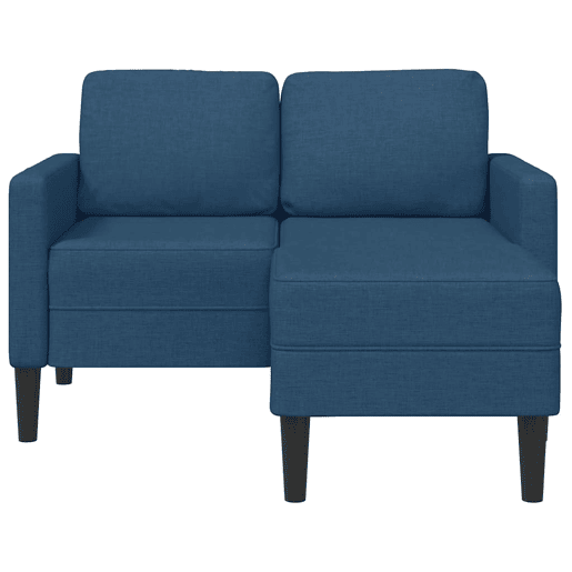 Sofá 2 lugares - Sofá fixo com Chaise em L 125 cm tecido azul Sofá 2 lugares - Sofá fixo com Chaise em L 125 cm tecido azul