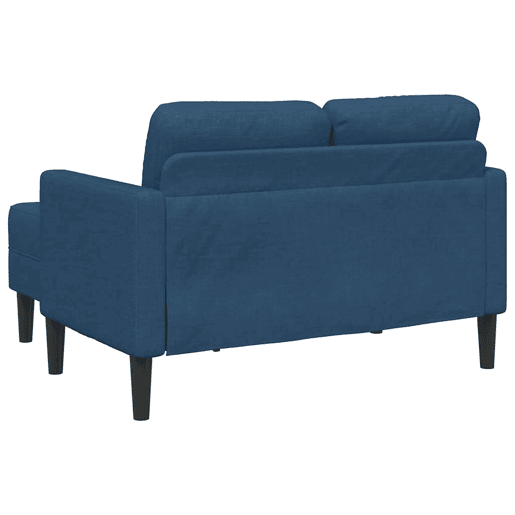 Sofá 2 lugares - Sofá fixo com Chaise em L 125 cm tecido azul Sofá 2 lugares - Sofá fixo com Chaise em L 125 cm tecido azul