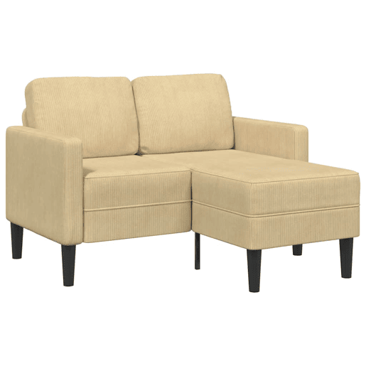 Sofá 2 lugares - Sofá fixo com Chaise em L 125cm linho verde-claro cinzento