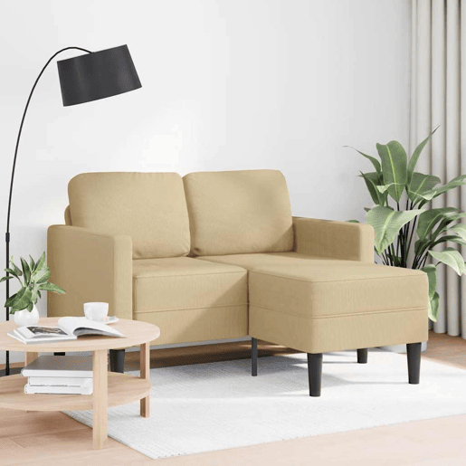 Sofá 2 lugares - Sofá fixo com Chaise em L 125cm linho verde-claro cinzento