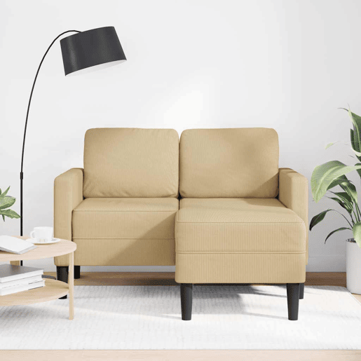 Sofá 2 lugares - Sofá fixo com Chaise em L 125cm linho verde-claro cinzento