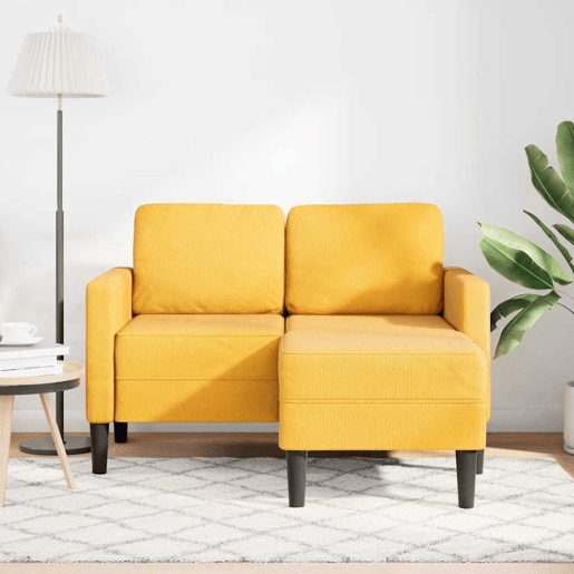 Sofá 2 lugares - Sofá fixo com Chaise em L 125 cm linho amarelo-claro