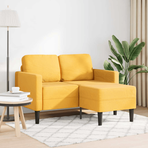 Sofá 2 lugares - Sofá fixo com Chaise em L 125 cm linho amarelo-claro