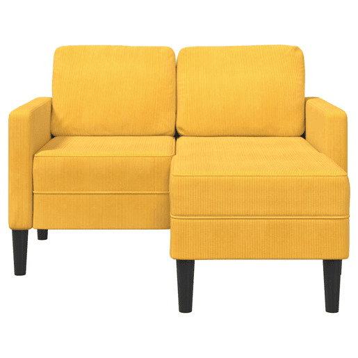 Sofá 2 lugares - Sofá fixo com Chaise em L 125 cm linho amarelo-claro