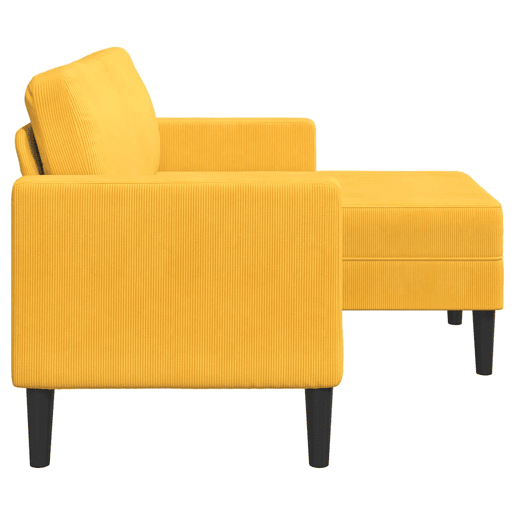 Sofá 2 lugares - Sofá fixo com Chaise em L 125 cm linho amarelo-claro