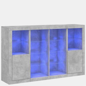 vidaXL Aparadores c LEDs 3 pcs derivados de madeira cinzento cimento