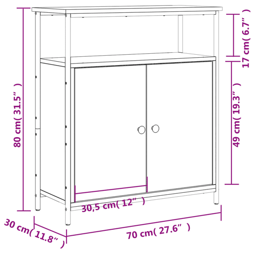 vidaXL Aparador 70x30x80 cm derivados de madeira cinzento sonoma