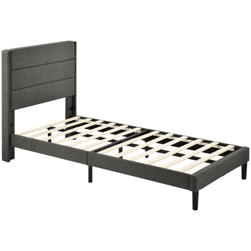 Cama estofada em linho - 90x200cm - estilo contemporâneo - Cinzento