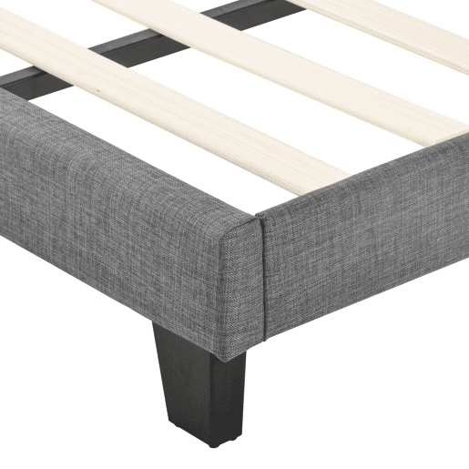 Cama estofada em tecido de linho - 90x200cm - com cabeceira e estrado de molas - Cinzento