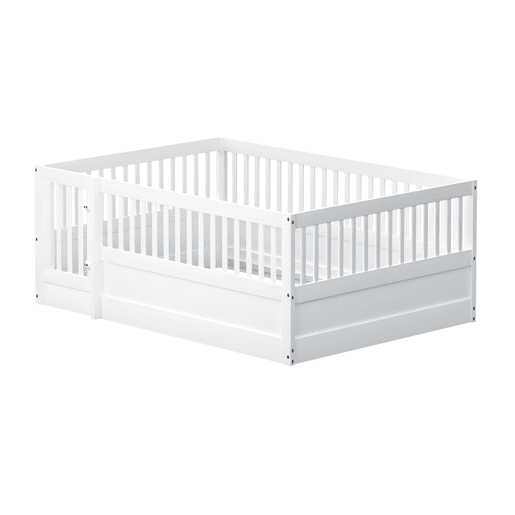 Cama de madeira para crianças 140x200 cm com uma porta - sem estrado - Branco