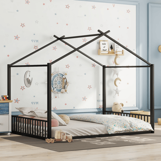 Cama de cabina 140x200 cm - estrutura em ferro - Preto