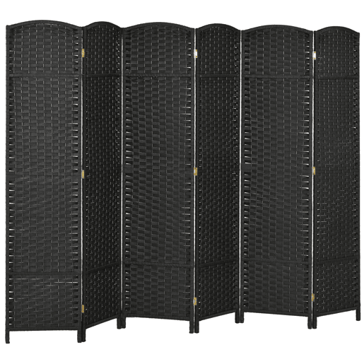 HOMCOM Biombo de 6 Painéis Separador de Ambientes Dobrável 240x170 cm Biombo Separador de Ambientes para Sala de Estar Dormitório Escritório Preto
