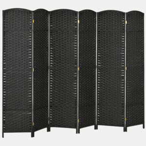 HOMCOM Biombo de 6 Painéis Separador de Ambientes Dobrável 240x170 cm Biombo Separador de Ambientes para Sala de Estar Dormitório Escritório Preto