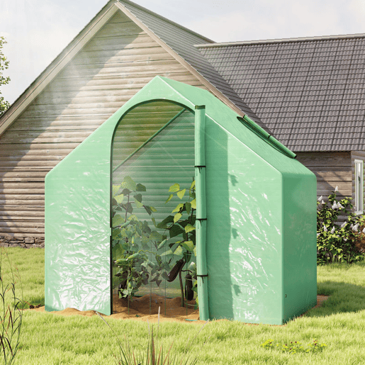 Outsunny Estufa Transparente de Jardim 180x100x168 cm Estufa de Jardim com Porta Enrolável e Estrutura de Aço Verde