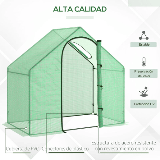 Outsunny Estufa Transparente de Jardim 180x100x168 cm Estufa de Jardim com Porta Enrolável e Estrutura de Aço Verde
