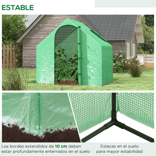 Outsunny Estufa Transparente de Jardim 180x100x168 cm Estufa de Jardim com Porta Enrolável e Estrutura de Aço Verde