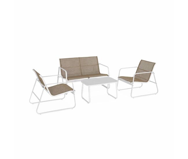 Conjunto de jardín en metal , 4 plazas blanco - 77x114x76 cm