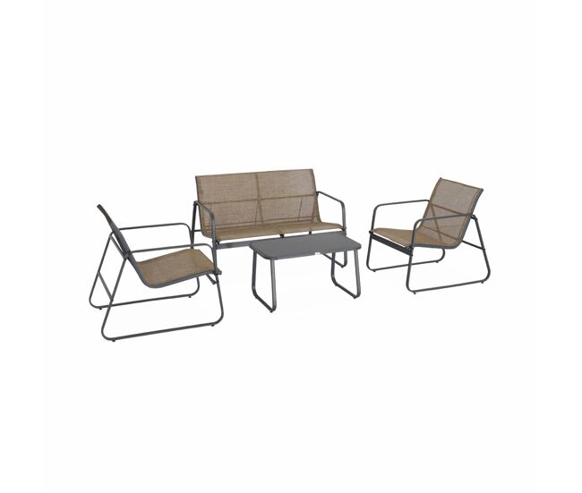 Conjunto de jardín en metal , 4 plazas antracita - 77x114x76 cm