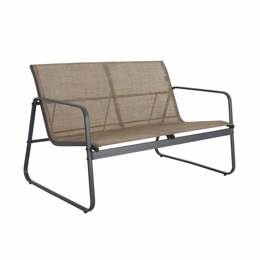 Conjunto de mobiliário de jardim relax com sofá em metal, 4 lugares, Silvi, Antracite, 77x114x76 cm