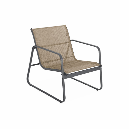 Conjunto de mobiliário de jardim relax com sofá em metal, 4 lugares, Silvi, Antracite, 77x114x76 cm