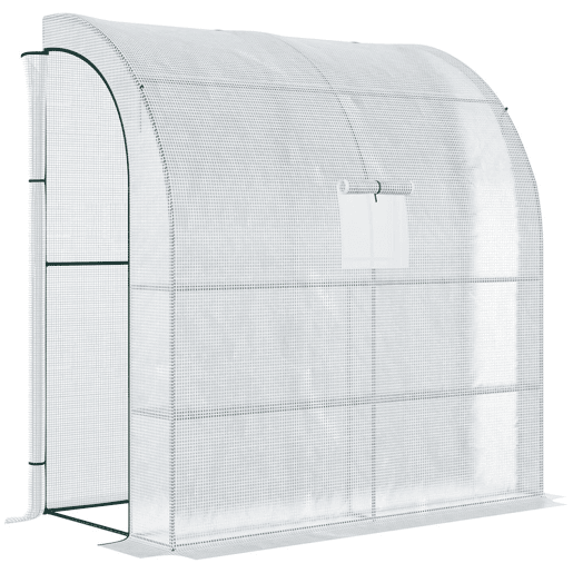 Outsunny Estufa Pequena Estufa de Exterior com Janelas Prateleiras de 3 Níveis e Estrutura de Aço Estufa para Cultivo de Plantas Flores 200x100x215 cm Branco