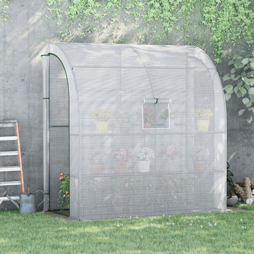 Outsunny Estufa Pequena Estufa de Exterior com Janelas Prateleiras de 3 Níveis e Estrutura de Aço Estufa para Cultivo de Plantas Flores 200x100x215 cm Branco