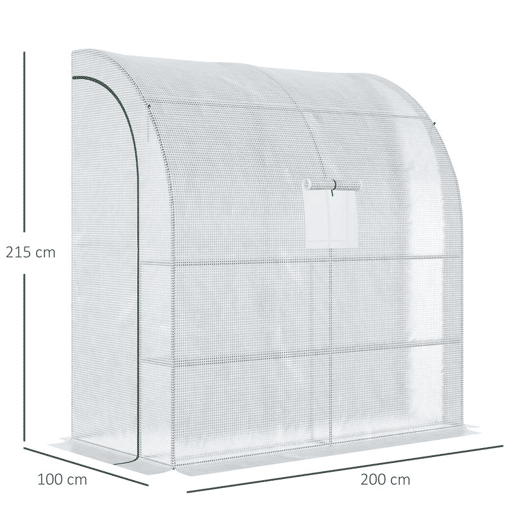 Outsunny Estufa Pequena Estufa de Exterior com Janelas Prateleiras de 3 Níveis e Estrutura de Aço Estufa para Cultivo de Plantas Flores 200x100x215 cm Branco