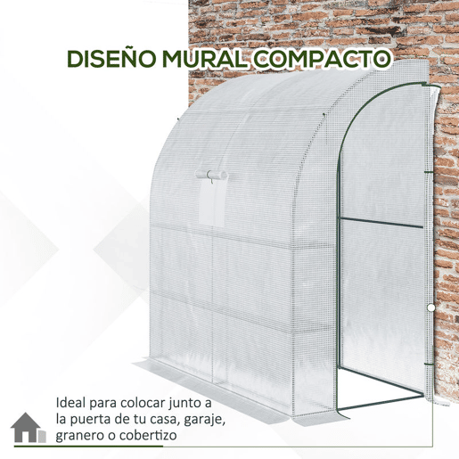Outsunny Estufa Pequena Estufa de Exterior com Janelas Prateleiras de 3 Níveis e Estrutura de Aço Estufa para Cultivo de Plantas Flores 200x100x215 cm Branco