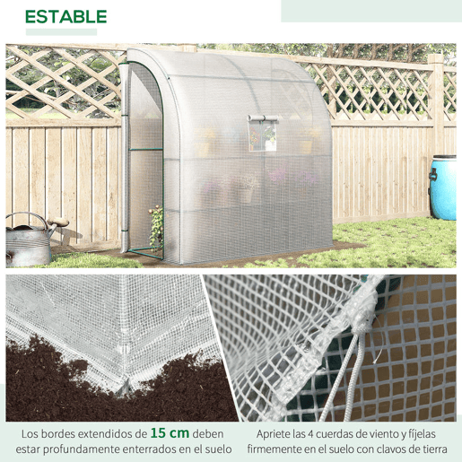 Outsunny Estufa Pequena Estufa de Exterior com Janelas Prateleiras de 3 Níveis e Estrutura de Aço Estufa para Cultivo de Plantas Flores 200x100x215 cm Branco