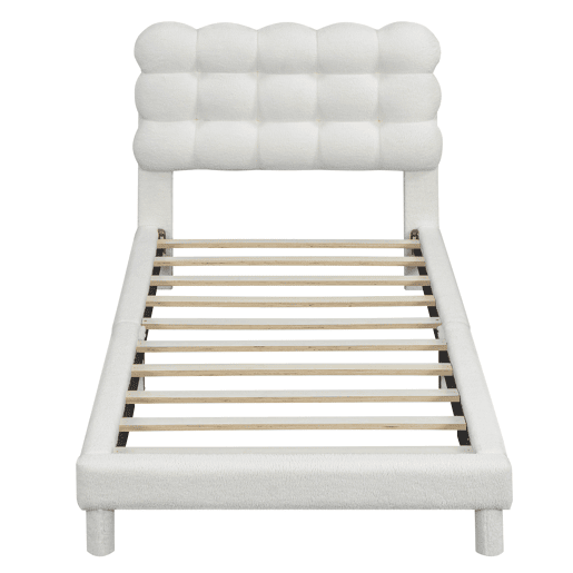 Cama de solteiro acolchoada Sherpa - 90x200 cm - Branco
