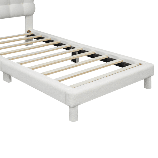 Cama de solteiro acolchoada Sherpa - 90x200 cm - Branco