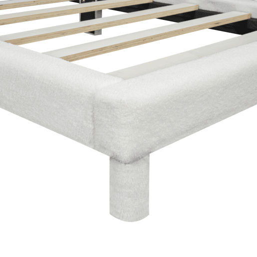 Cama de solteiro acolchoada Sherpa - 90x200 cm - Branco