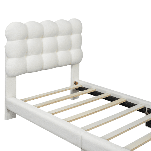 Cama de solteiro acolchoada Sherpa - 90x200 cm - Branco