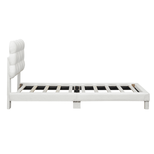 Cama de solteiro acolchoada Sherpa - 90x200 cm - Branco