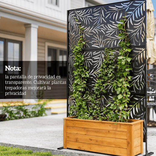 Outsunny Biombo de 3 Peças Separador de Ambiente com Desenho em Ramos Biombo para Exterior Jardim Pátio Varanda 122x45x198 cm Preto