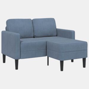 Sofá 2 lugares - Sofá fixo com Chaise em L 125 cm linho azul