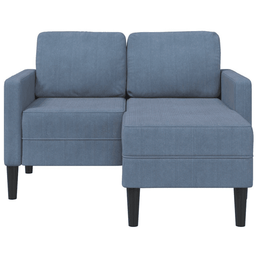 Sofá 2 lugares - Sofá fixo com Chaise em L 125 cm linho azul