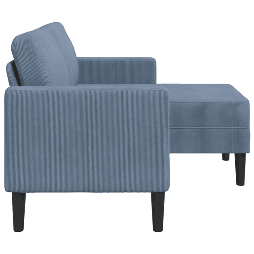 Sofá 2 lugares - Sofá fixo com Chaise em L 125 cm linho azul