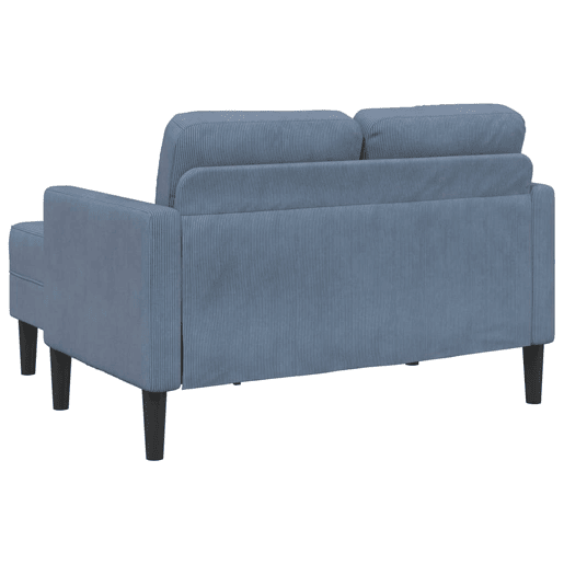 Sofá 2 lugares - Sofá fixo com Chaise em L 125 cm linho azul