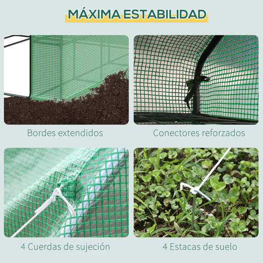 Outsunny Estufa de Jardim Estufa de Exterior com Prateleiras de 4 Níveis Porta com Fecho de Correr e Estrutura de Aço Estufa Pequena Estufa para Cultivar Plantas Flores 244x180x210 cm Verde
