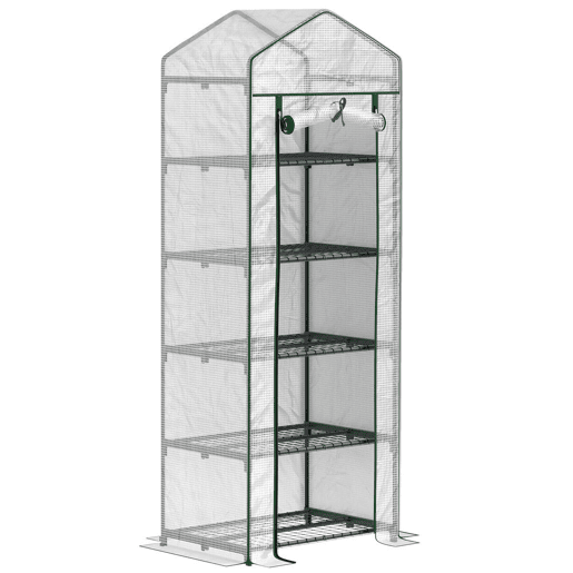 Outsunny Estufa de Jardim Vertical 69x49x193 cm com 5 Prateleiras Estufa para Plantas e Cultivos com Cobertura Transparente de PE e Aço Verde