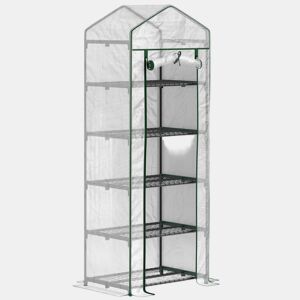 Outsunny Estufa de Jardim Vertical 69x49x193 cm com 5 Prateleiras Estufa para Plantas e Cultivos com Cobertura Transparente de PE e Aço Verde