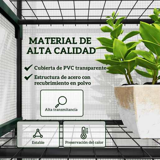Outsunny Estufa de Jardim Vertical 69x49x193 cm com 5 Prateleiras Estufa para Plantas e Cultivos com Cobertura Transparente de PE e Aço Verde