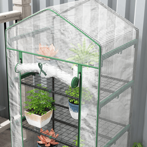 Outsunny Estufa de Jardim Vertical 69x49x193 cm com 5 Prateleiras Estufa para Plantas e Cultivos com Cobertura Transparente de PE e Aço Verde