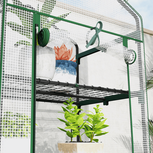 Outsunny Estufa de Jardim Vertical 69x49x193 cm com 5 Prateleiras Estufa para Plantas e Cultivos com Cobertura Transparente de PE e Aço Verde