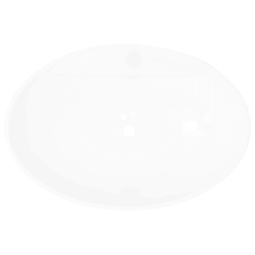Lavatório - Lavabo - Pia de banheiro cerâmico oval branco com buraco para torneira
