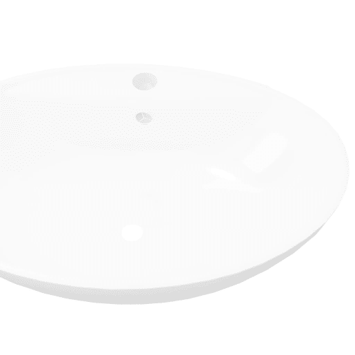 Lavatório - Lavabo - Pia de banheiro cerâmico oval branco com buraco para torneira