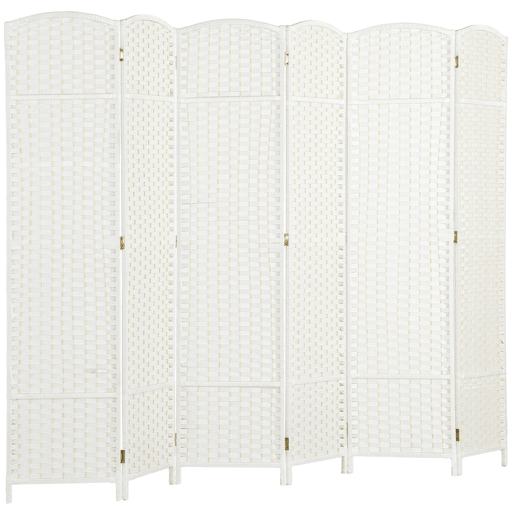 HOMCOM Biombo de 6 Painéis Separador de Ambientes Dobrável 240x170 cm Biombo Separador de Ambientes para Sala de Estar Dormitório Escritório Branco